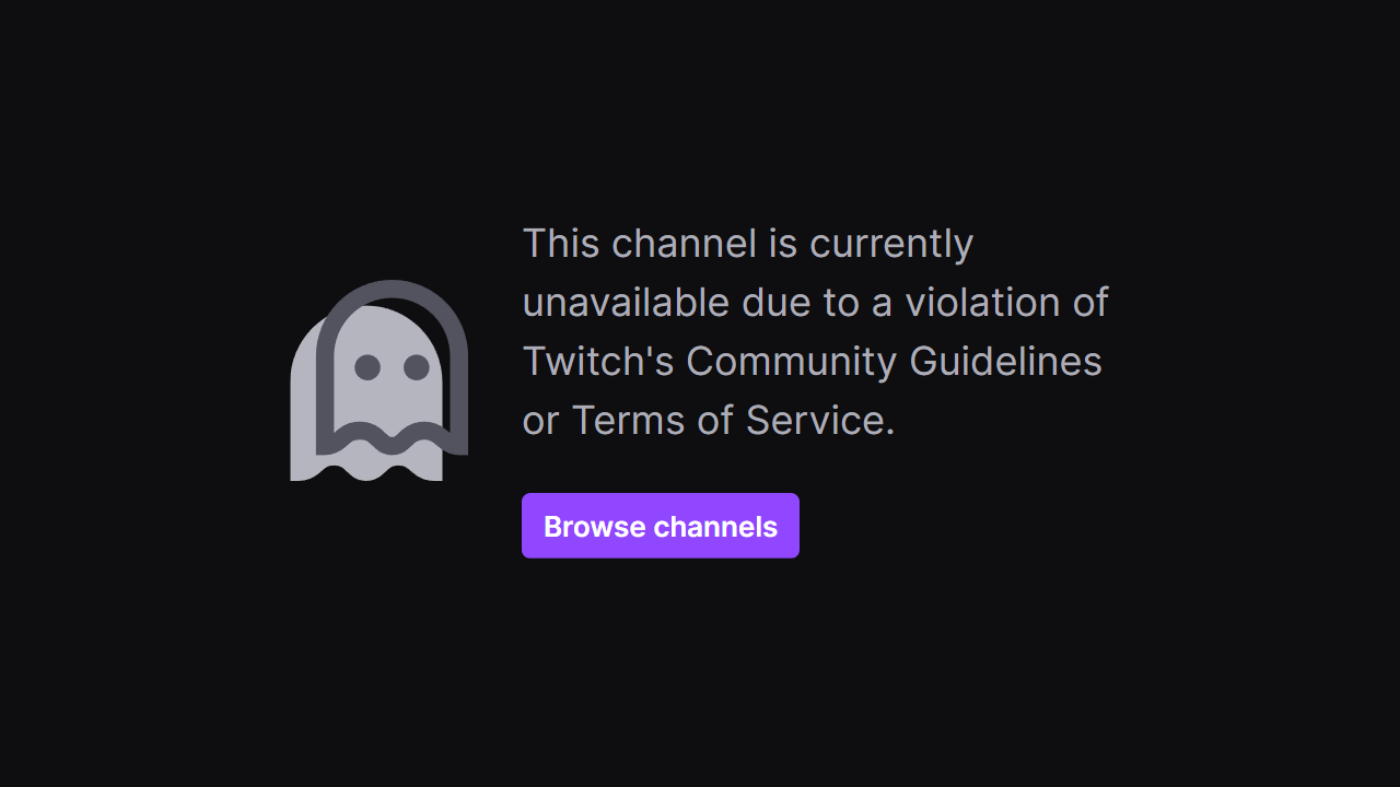 A banned twitch channel